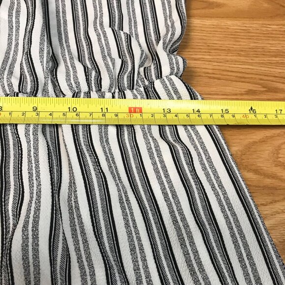 Striped Maxi Dress Grey Blue With Sleeveless Design & Elastic Waist Size Lg - Picture 8 of 9